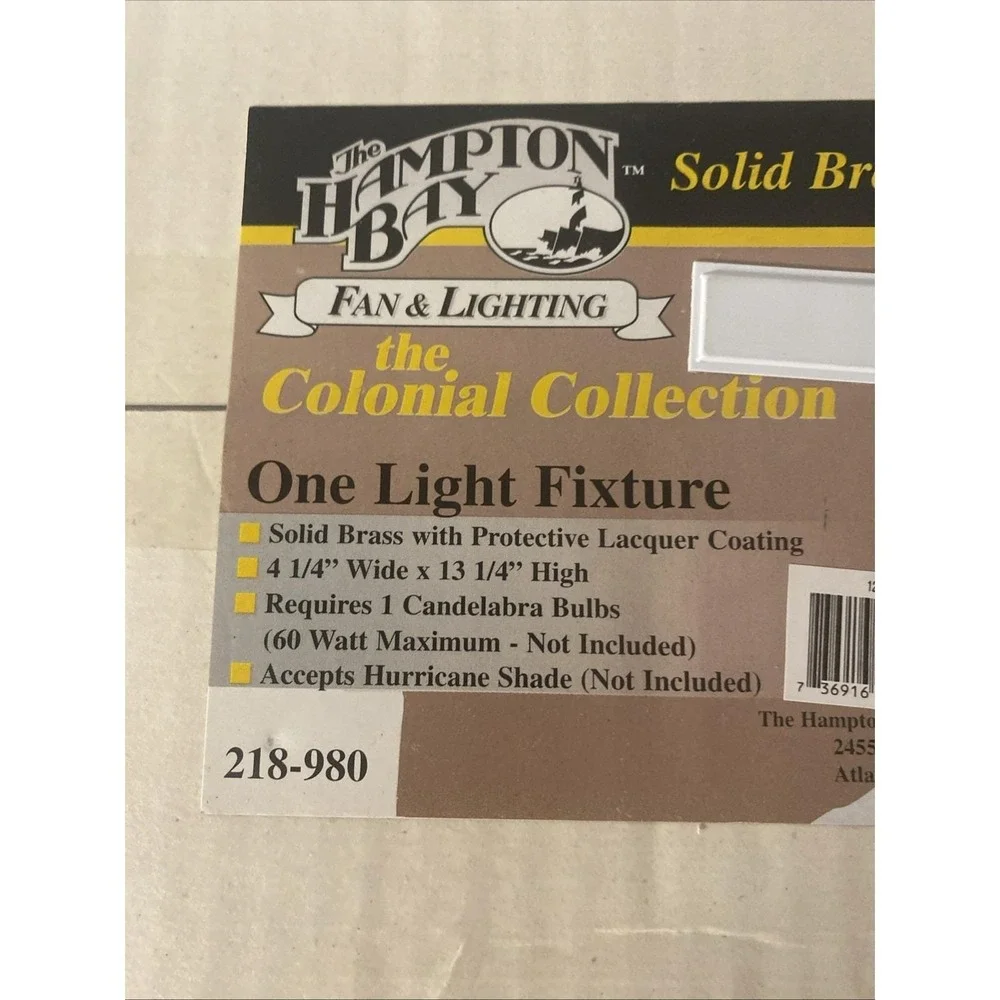 Hampton Bay Solid Brass Colonial Collection One Wall Light Fixture Sconce